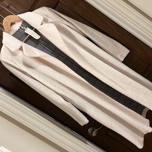 Mystery - Yummy Ivory Soft fluffy Terry long coat - lined in houndstooth satin